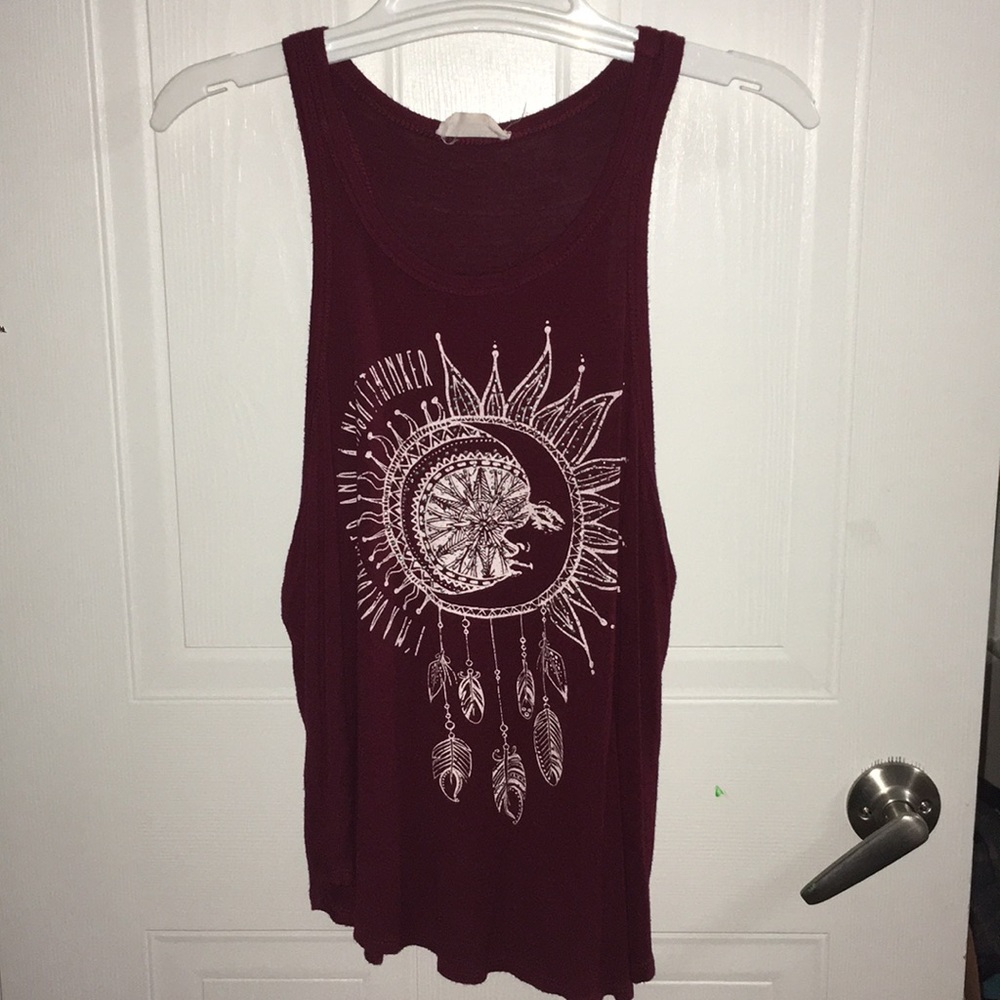 Designed Maroon tank-top